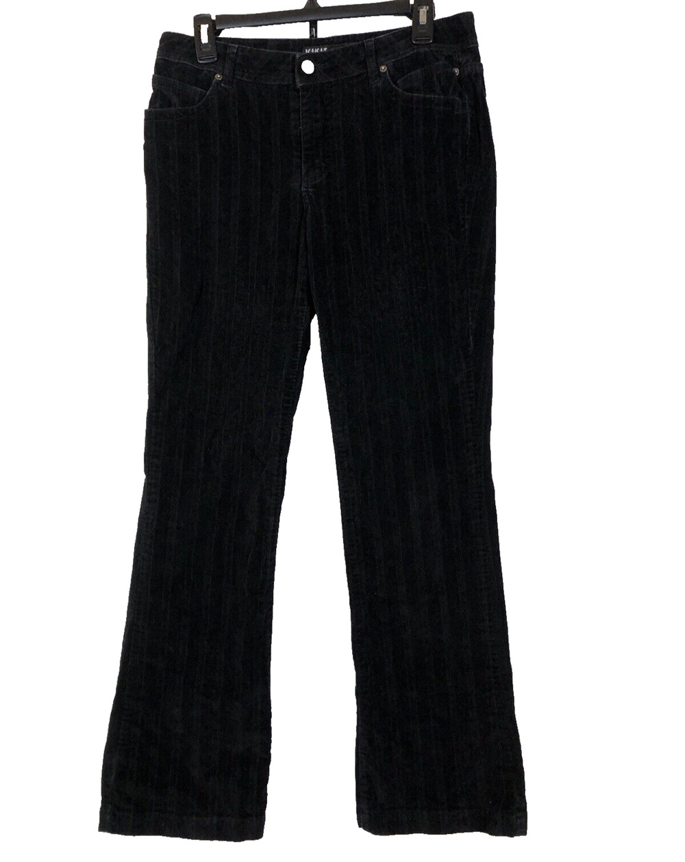 Y2K Black Striped Velvet Pants Low Waist Wide Straight Fit VINTAGE Kikit Jeans